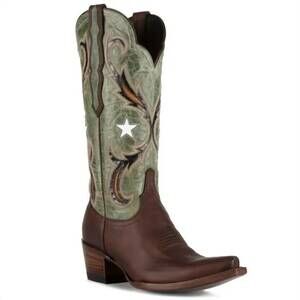 NEW AZULADO women's bonnie western cowgirl boots in green, brown